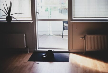 Home Ready - black puppy on door mat inside room